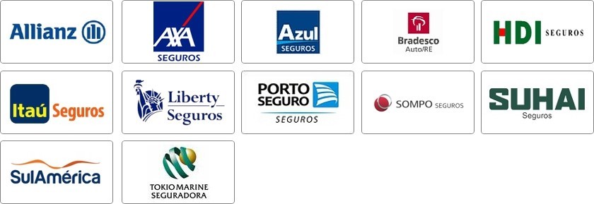 ALLIANZ, AXA, AZUL, BRADESCO, HDI, ITAU, LIBERTY, PORTO SEGURO, SOMPO, SUHAI, SULAMERICA, TOKIO MARINE